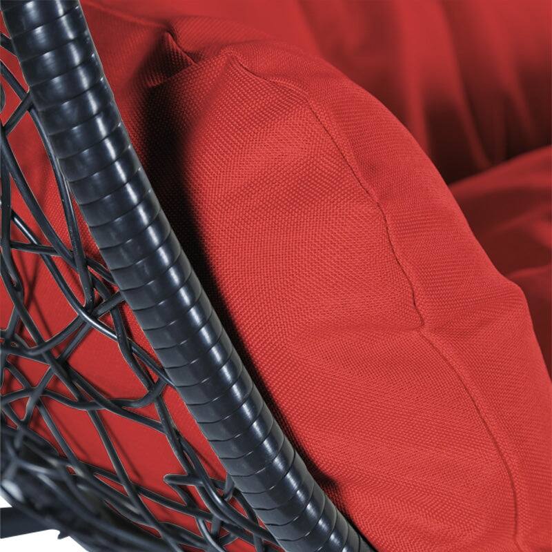 2-Person Outdoor Hanging Egg Chair with Teardrop Frame, Weather-Resistant Cotton Cushioned Seat for Patio and Indoor Use