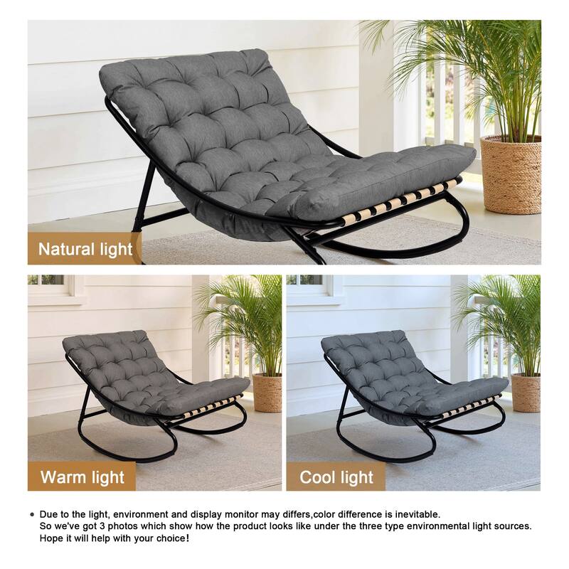 Outdoor Patio Scoop Rocking Lounge Chair with Cushions