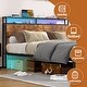 preview thumbnail 9 of 10, Rustic Brown Full Size Metal Industrial Bed Frame with LED Lights and USB Ports