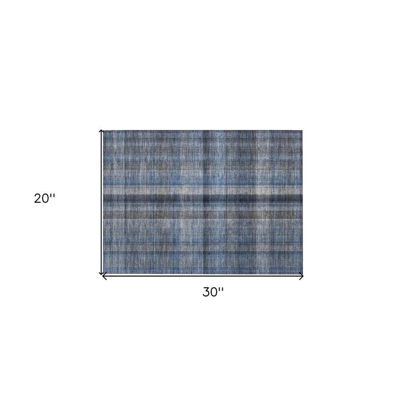 Sax Plaid Weather Resistant Blended Style Outdoor Rug