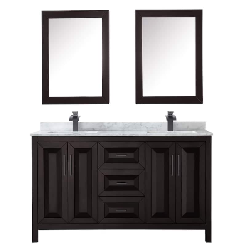 Wyndham Collection Daria 60" Free Standing Double Vanity Set with MDF
