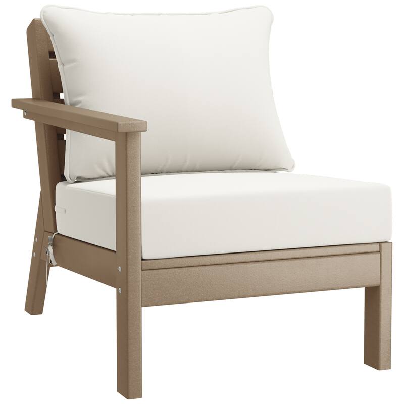 Birchwood All Weather HDPE Outdoor Patio Weathered Wood Deep Conversation Set (6-Piece Set)