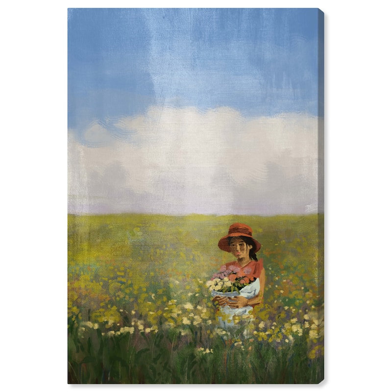 Wynwood Studio Canvas Floral and Botanical Cassia s Flowers Green and Celeste Rustic Wall Art Canvas Print