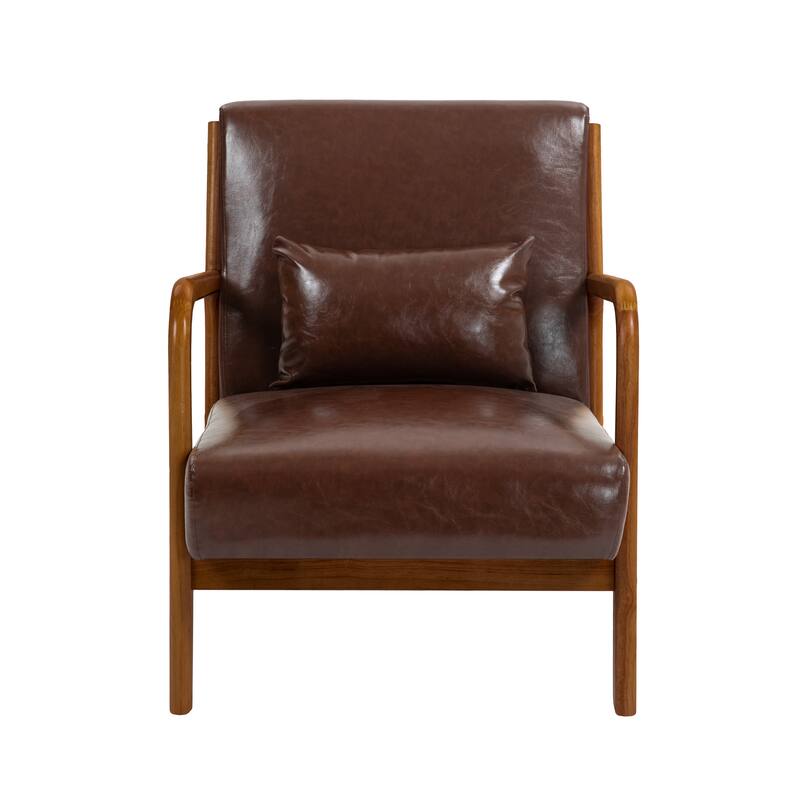 Mid-Century Modern Upholstered Accent Chair with Wood Frame