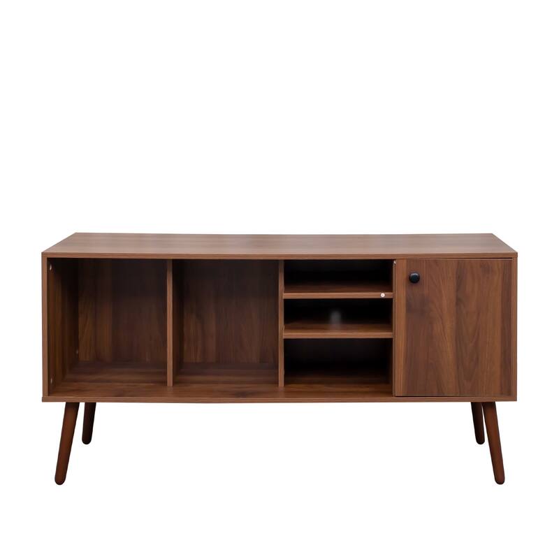 53" Modern TV Stand with Storage with 1 Cabinet and 3 Open Shelves