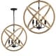 preview thumbnail 6 of 10, Isabelle 4-Light 20" Adjustable Globe Metal/Rope LED Pendant, Black/Brown by JONATHAN Y