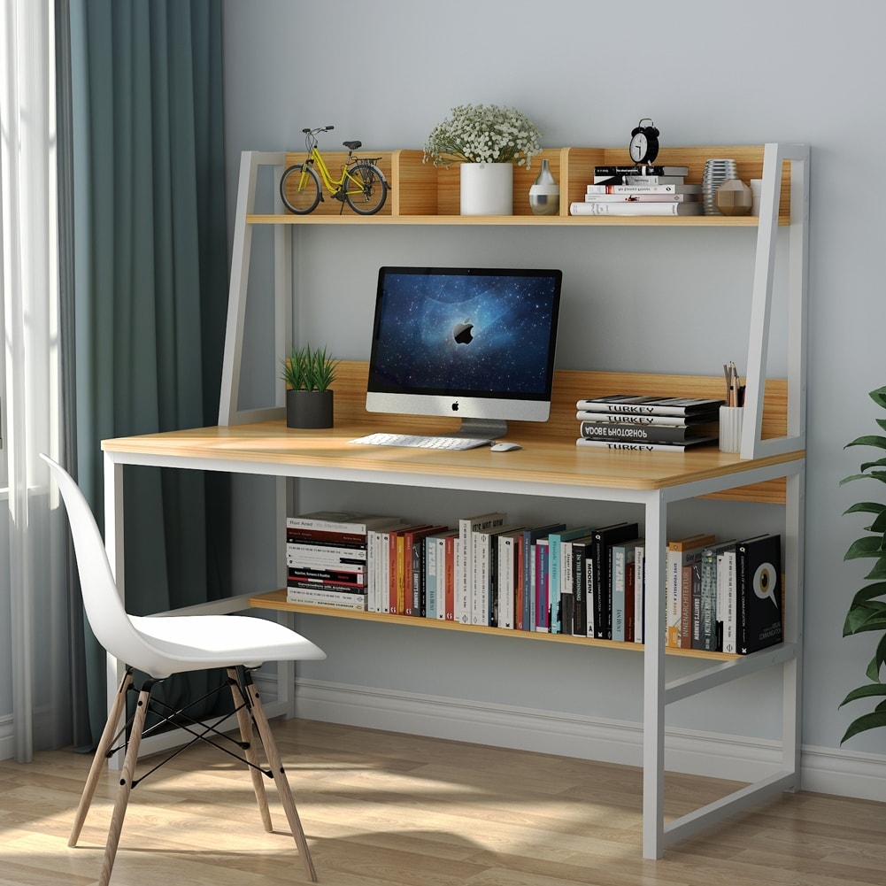 47 Inches Home Office Desk with Space Savi Details about   Computer Desk with Hutch & Bookshelf 