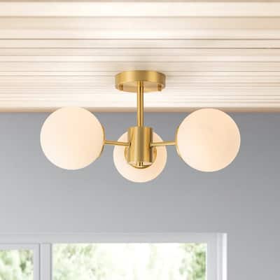 Contemporary 3-Light Frosted Glass Globe Sputnik Ceiling Light - 19in