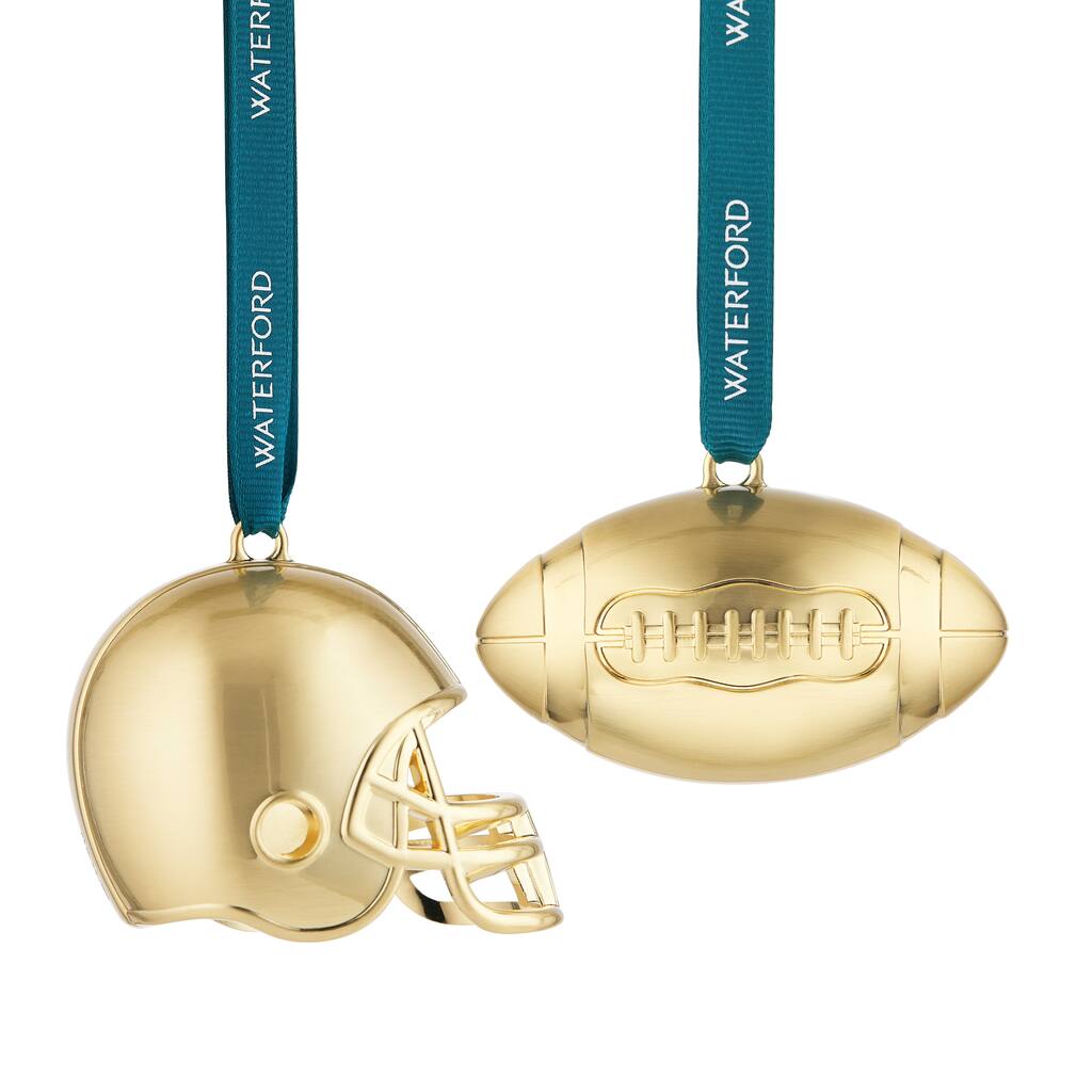 Waterford Football & Football Helmet Ornament, Set of 2