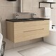 preview thumbnail 45 of 66, Wall-Mounted Bathroom Vanity in Evita Oak with Integrated Black Sink