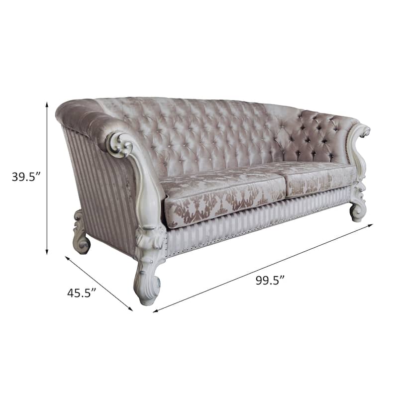 Calvert Ivory and Bone White Sofa with Oversized Scrolled Leg