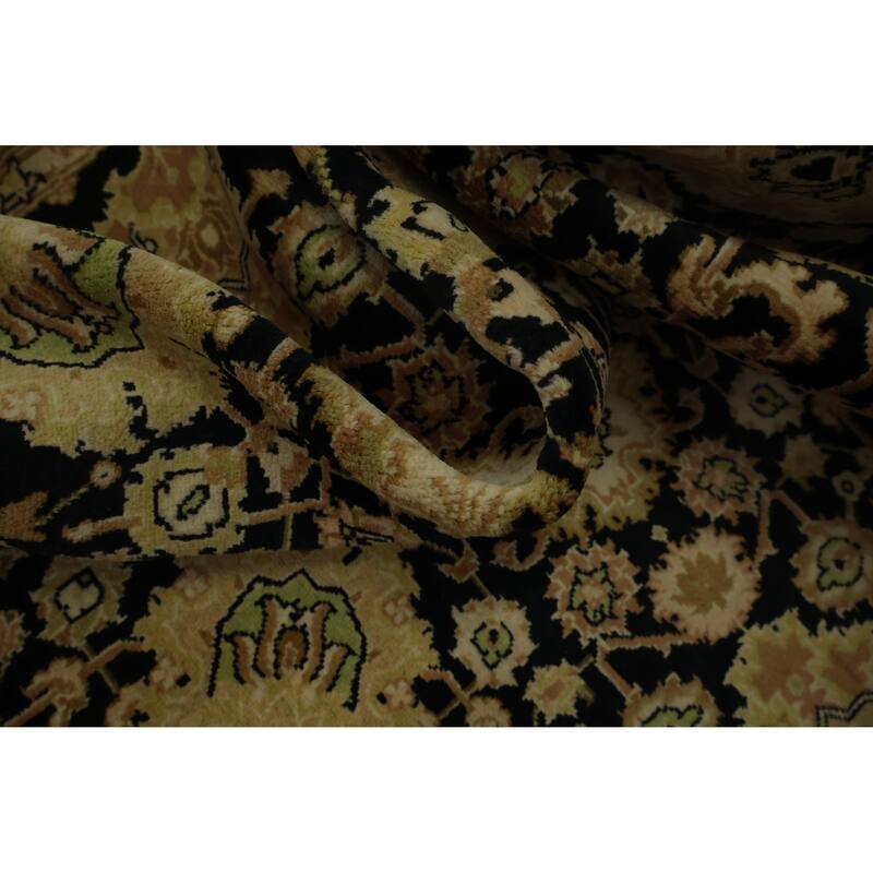 Hand Knotted Oriental 100% Wool Carpet Traditional All-Over Black Ziegler Area Rug - 4' 2'' X 4' 2''