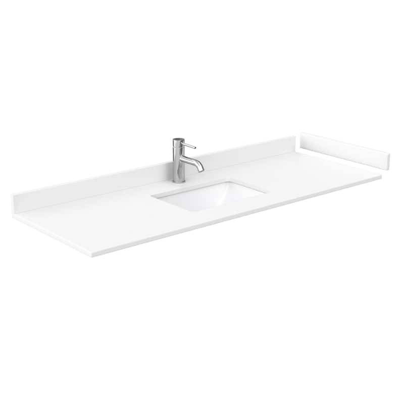 Wyndham Collection 60" Single Vanity Top with Undermount Rectangular - White Cultured Marble