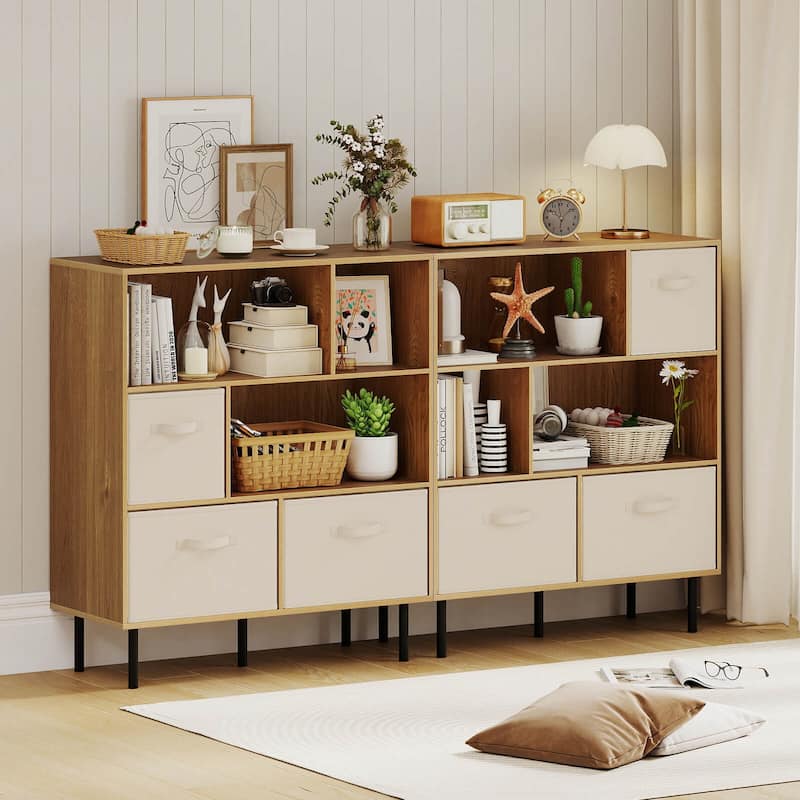 Costway 6-Cube Bookshelf with 3 Removable Folding Fabric Drawers Metal - See Details
