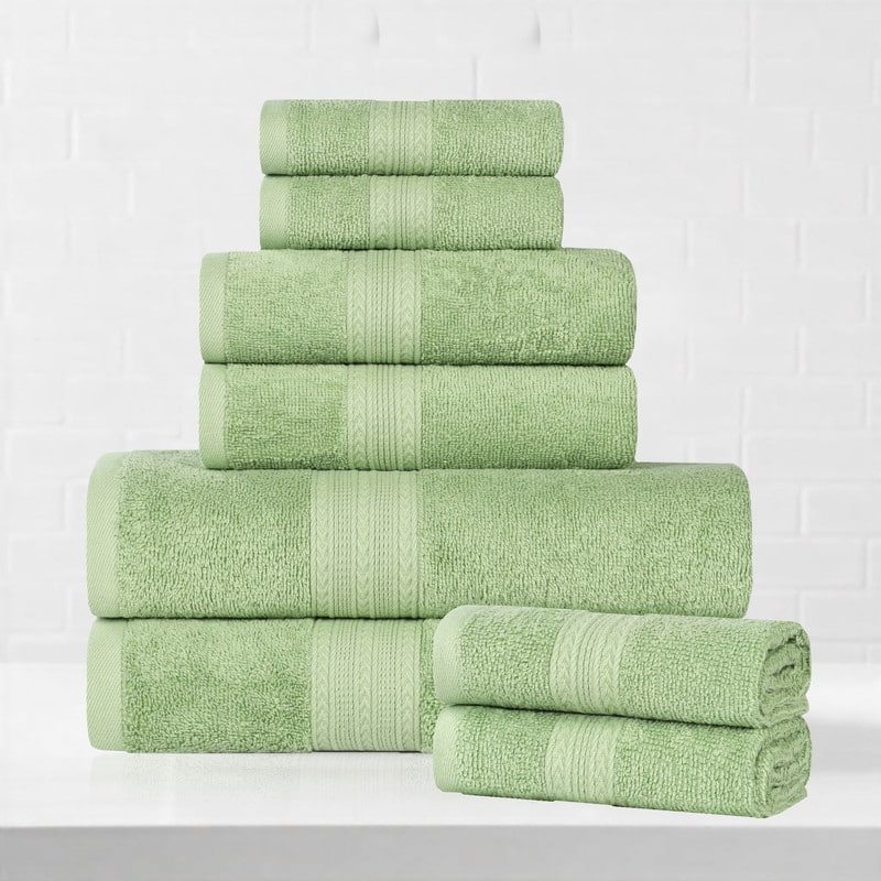 Superior Eco-Friendly Cotton 8-Piece Towel Set - Terrace Green
