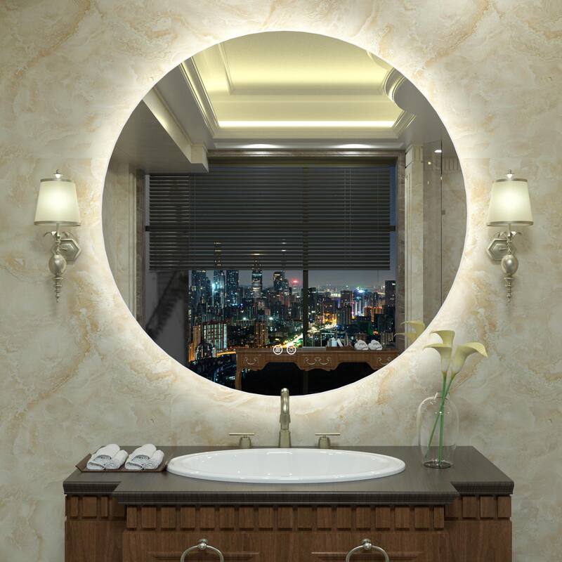 KIOTEE Round Backlit LED Lighted Anti-Fog Bathroom Vanity Mirror with ETL and 3-Year Warranty - 32"x 32"