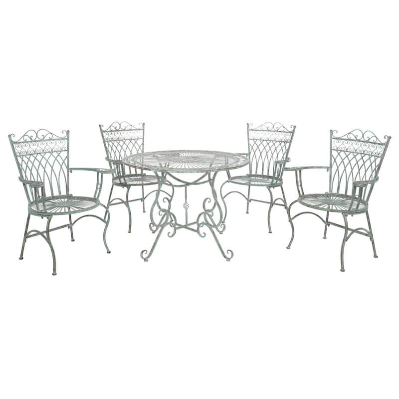 SAFAVIEH Jaylene Victorian Scroll Iron 5-Piece Outdoor Patio Set - 39Wx39Dx29H