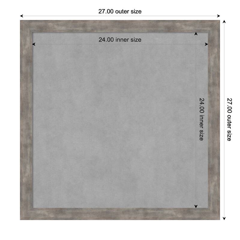 Amanti Art Marred Pewter Framed Magnetic Board - Board Size 24x24