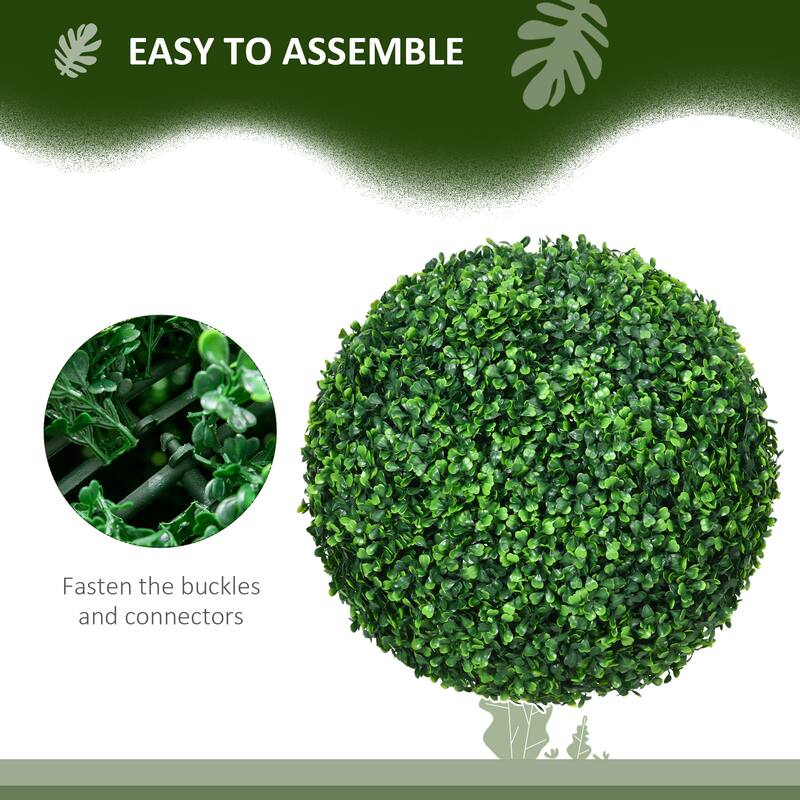 Set of 2 Artificial Topiary Balls Green Boxwood UV-Protected Home Office Outdoor Decorative Sphere 15.7 Inch - 15.7" Dia