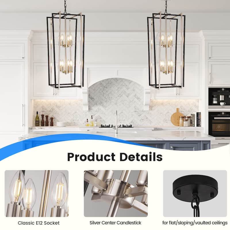 Modern Rectangle Chandelier Lantern Pendant Light Fixture