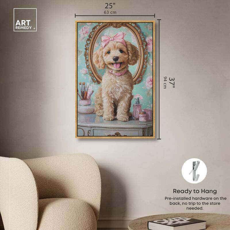 Puppy at the Vanity Canvas by Art Remedy