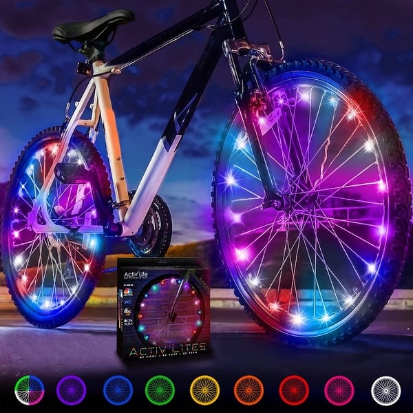 slide 2 of 6, Activ Life Bicycle Spoke Lights (2 Tires, Galactic), Fun for Beach Cruisers, BMX, Mountain & Folding Bikes, Best Wheel Lights