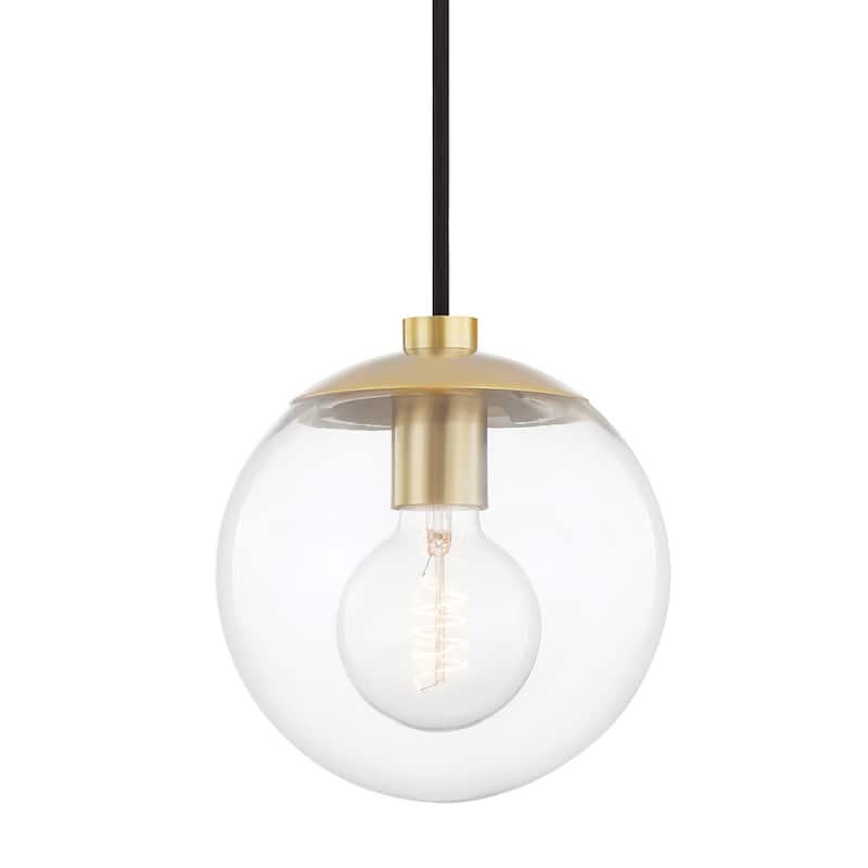Mitzi by Hudson Valley Meadow 1-light Pendant with Clear Glass - Aged Brass