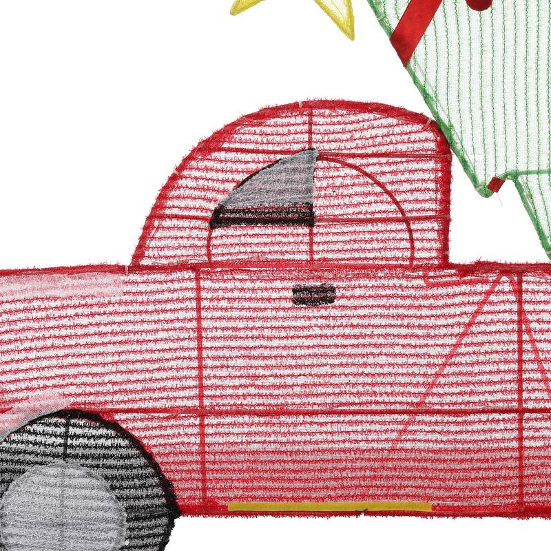 Red Truck and Green Christmas Tree Lighted LED Holiday Yard Decoration - Red/Green/Black