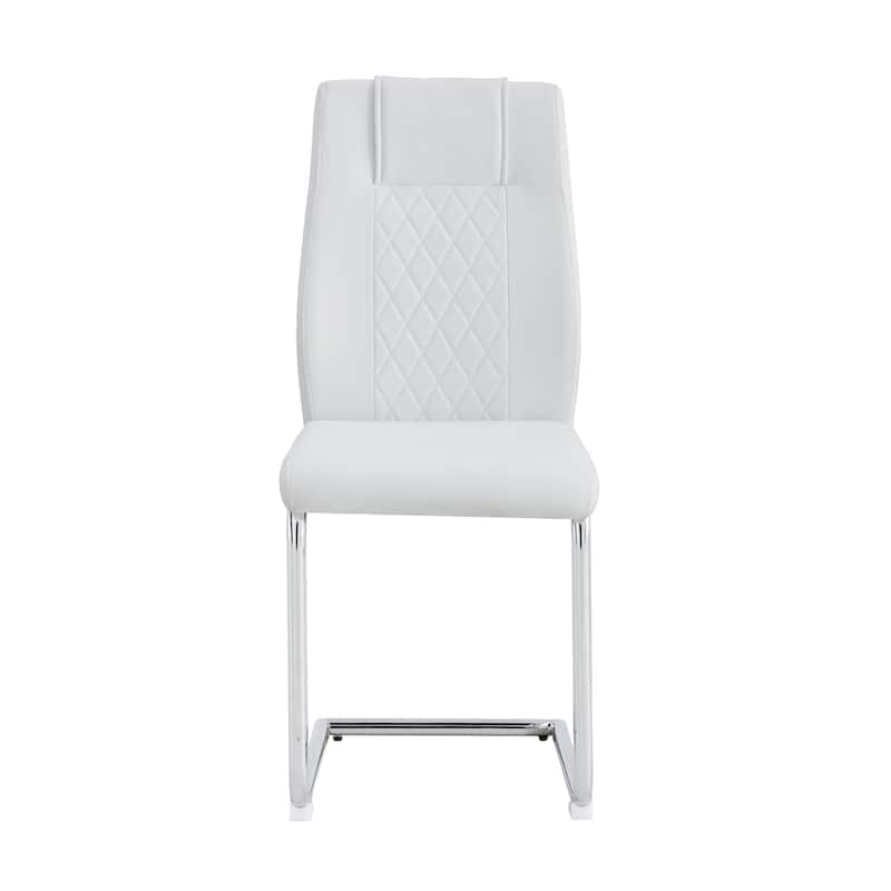 Leather Dining Chair Set of 6 Office Chair with C-Shaped Metal Legs