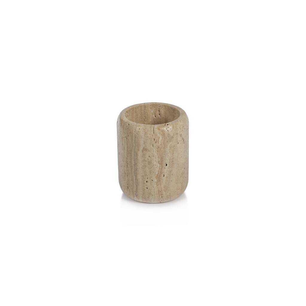 Scotia Travertine Marble Tumbler - Beige