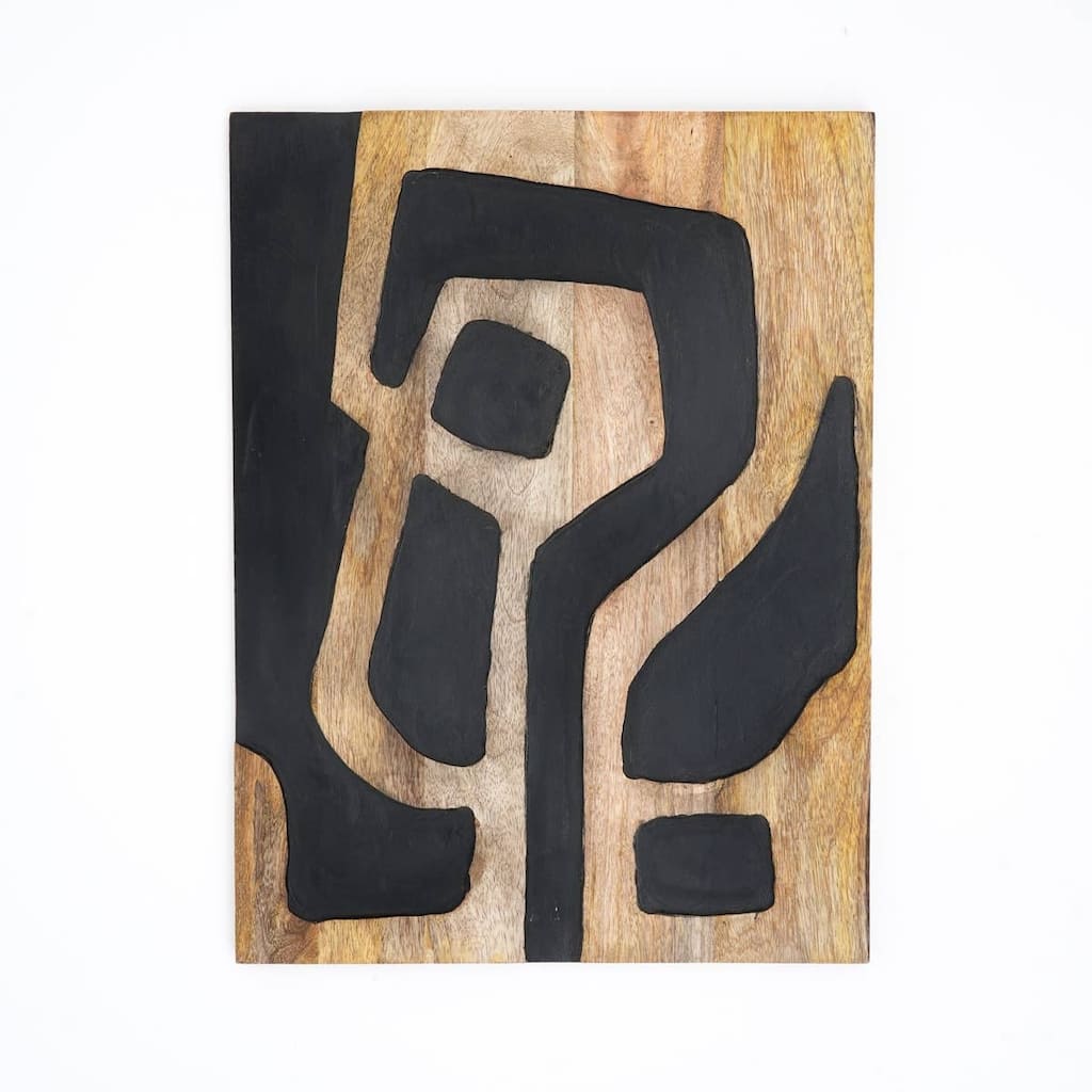 Wall Art Abstract Handcrafted Wooden Wall Decor - 16x20" - Black