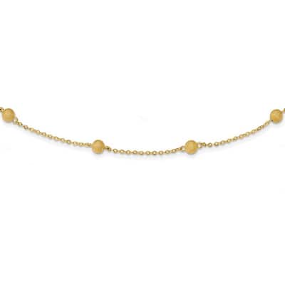Curata 5mm 14k Polished Diamond Cut Textured Ball Station Necklace, 24"