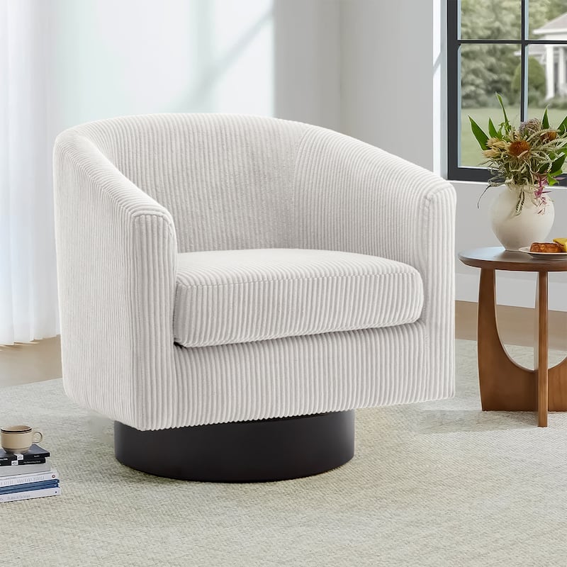 Corduroy Upholstered Swivel Barrel Chair
