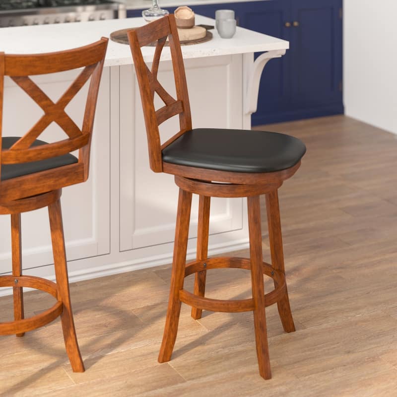 Commercial Wooden Swivel Upholstered Bar Stool