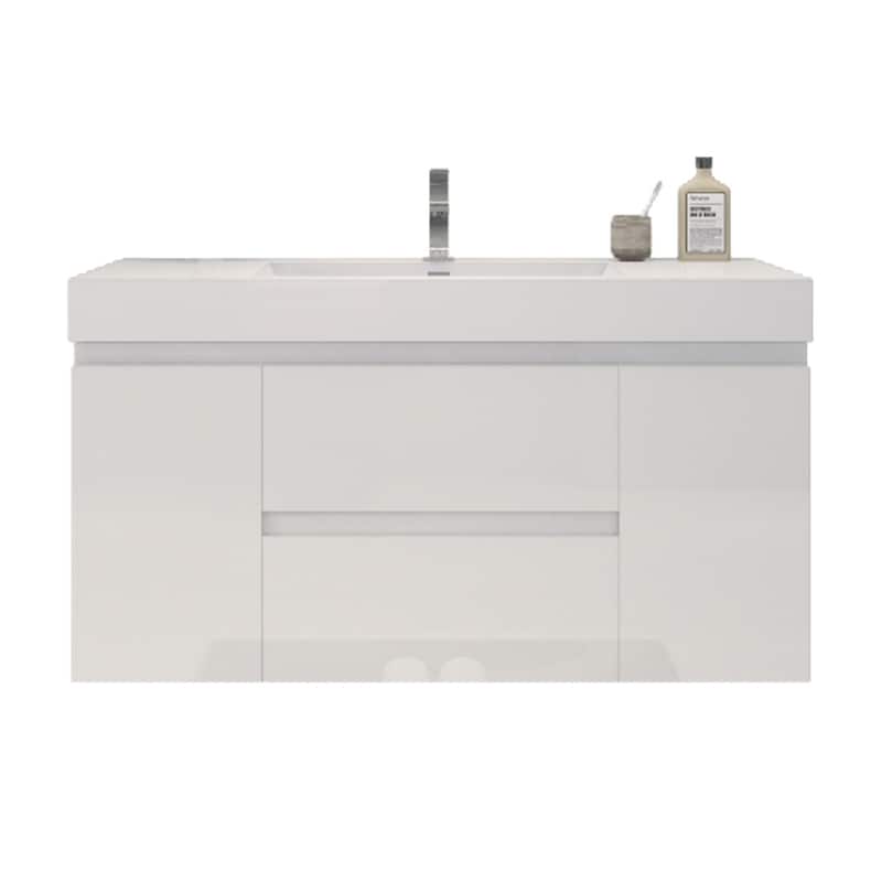 Baillie 48'' Wall-Mounted Vanity with Reinforced Acrylic Sink - 48''Width - Gloss White