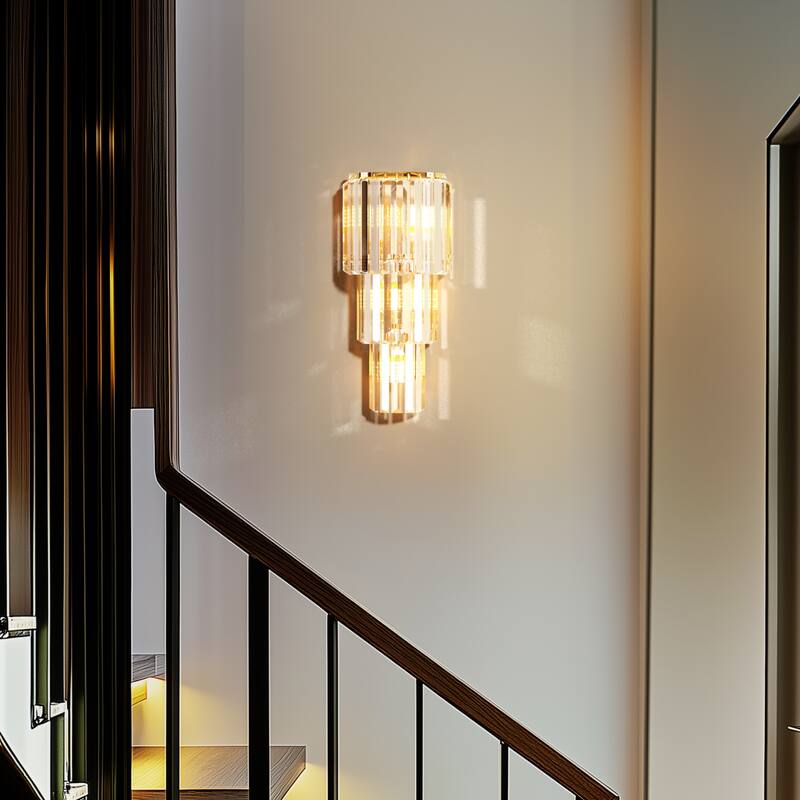 Sumptuous Triangular Prism Crystal Wall Sconce Bedside Lamp