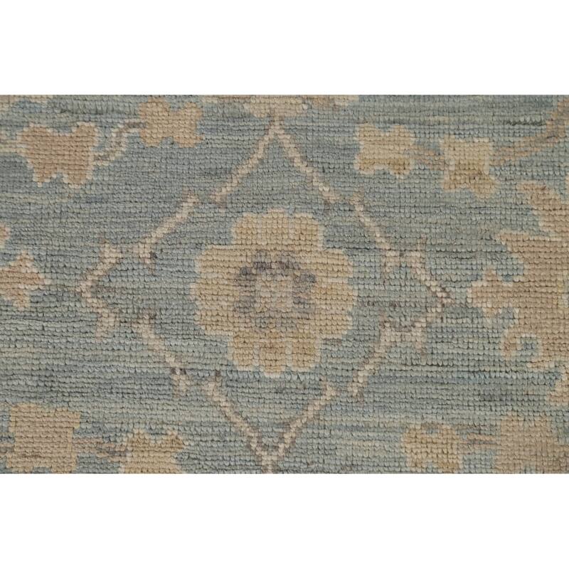 Vegetable Dye Blue Oushak Turkish Area Rug Hand-knotted Wool Carpet - 5'3" x 7'0"