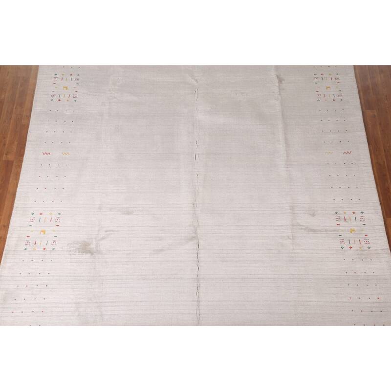 Gabbeh Oriental Area Rug Handmade Silk Carpet - 8'10"x 11'8"