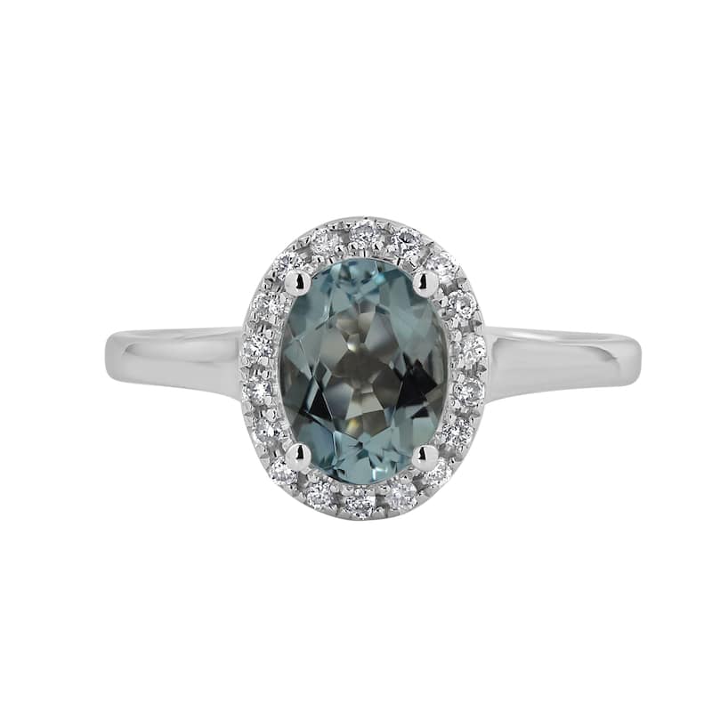Auriya Classic 5/8ct Oval Aquamarine and Halo Diamond Engagement Ring 1/8cttw 14k Gold