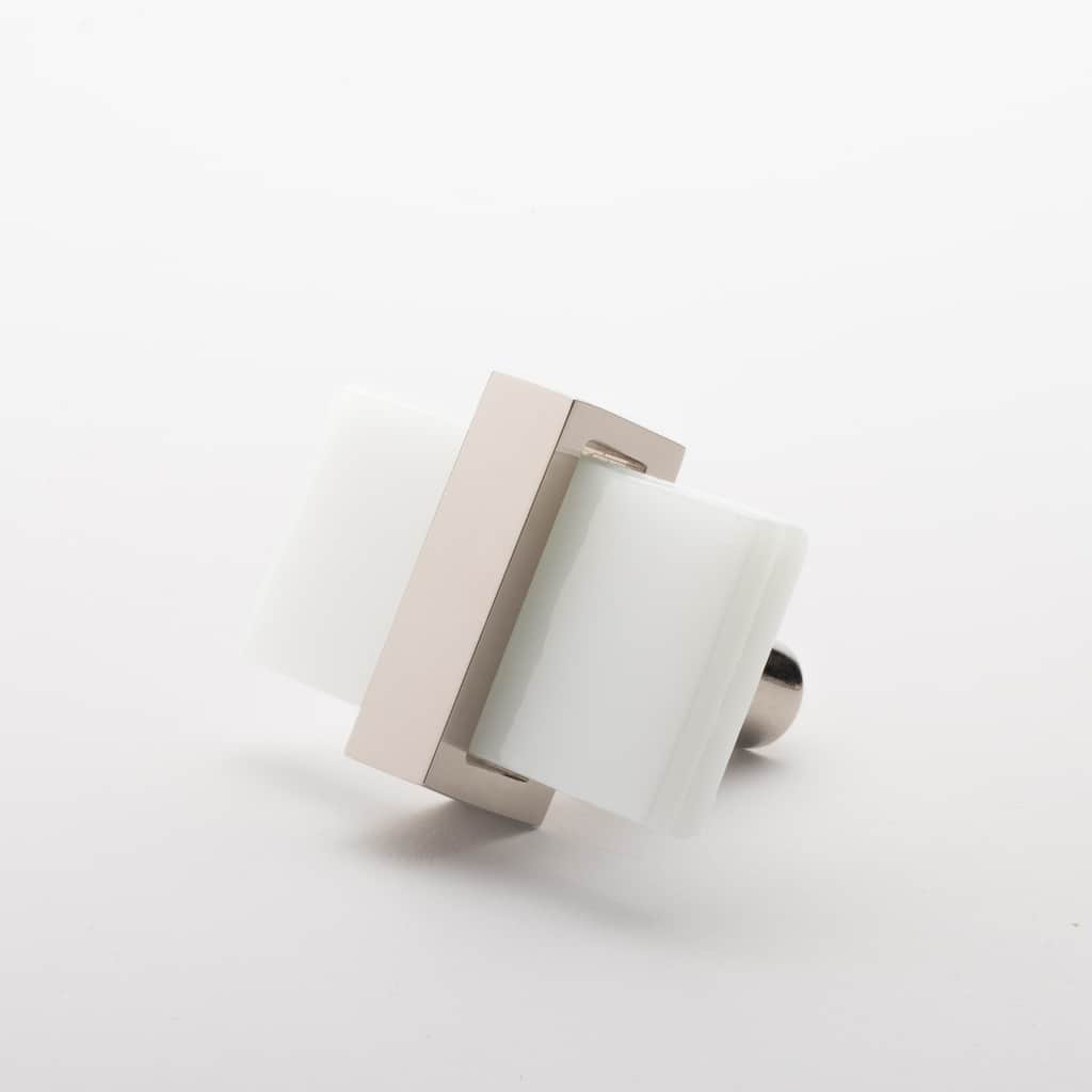 Sietto Adjustable 2 Inch Long Rectangular Cabinet Knob with White