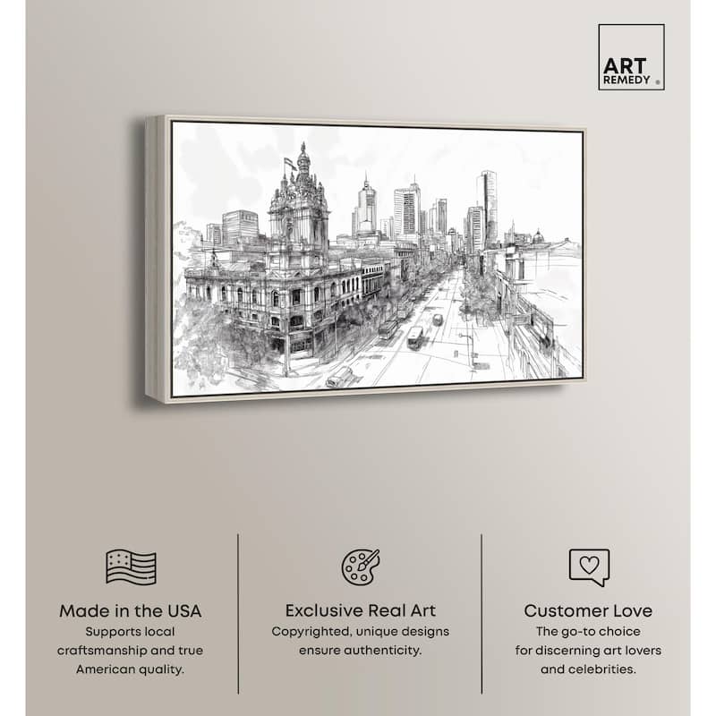 Collins Street Sketch Canvas by Art Remedy