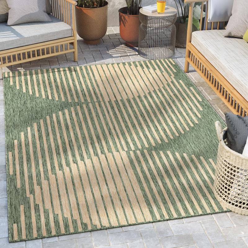 Well Woven Medusa Alder Indoor Outdoor Striped Modern Area Rug