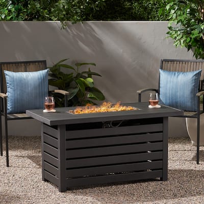 Rene Rectangular Iron Firepit Table by Christopher Knight Home - N/A