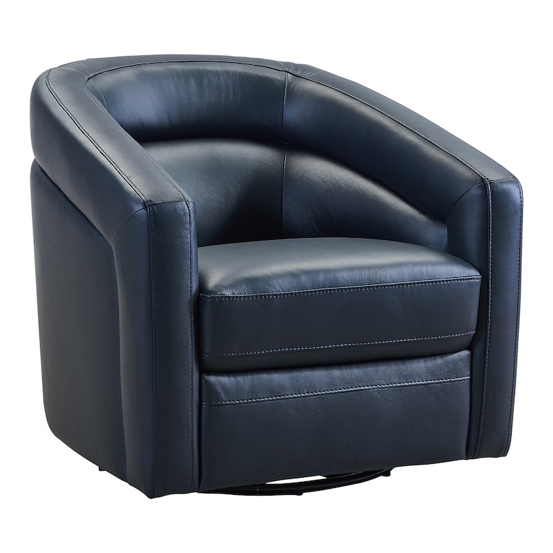 Desi Leather Swivel Barrel Arm Chair for Living Room