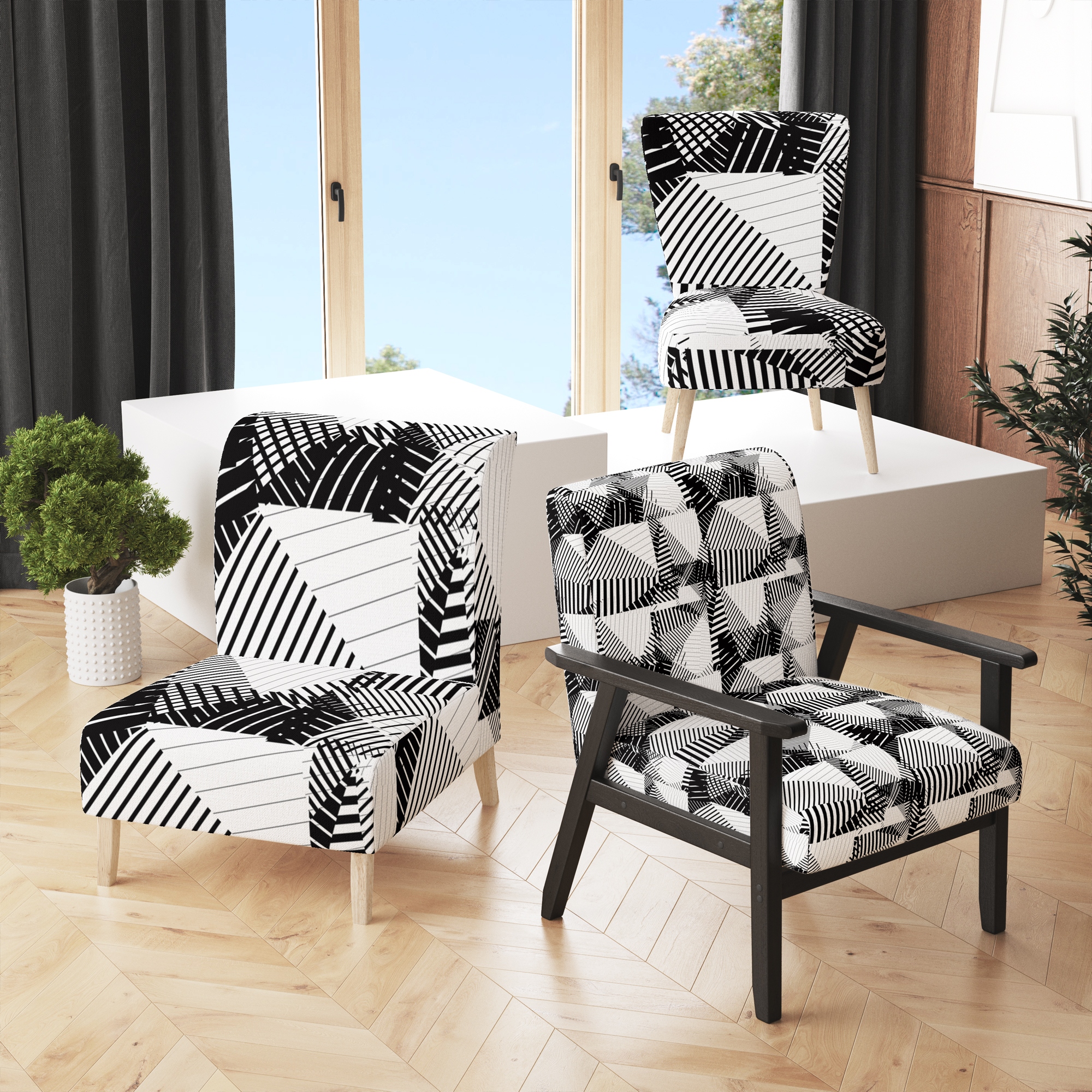 Patterned accent chairs with arms on sale
