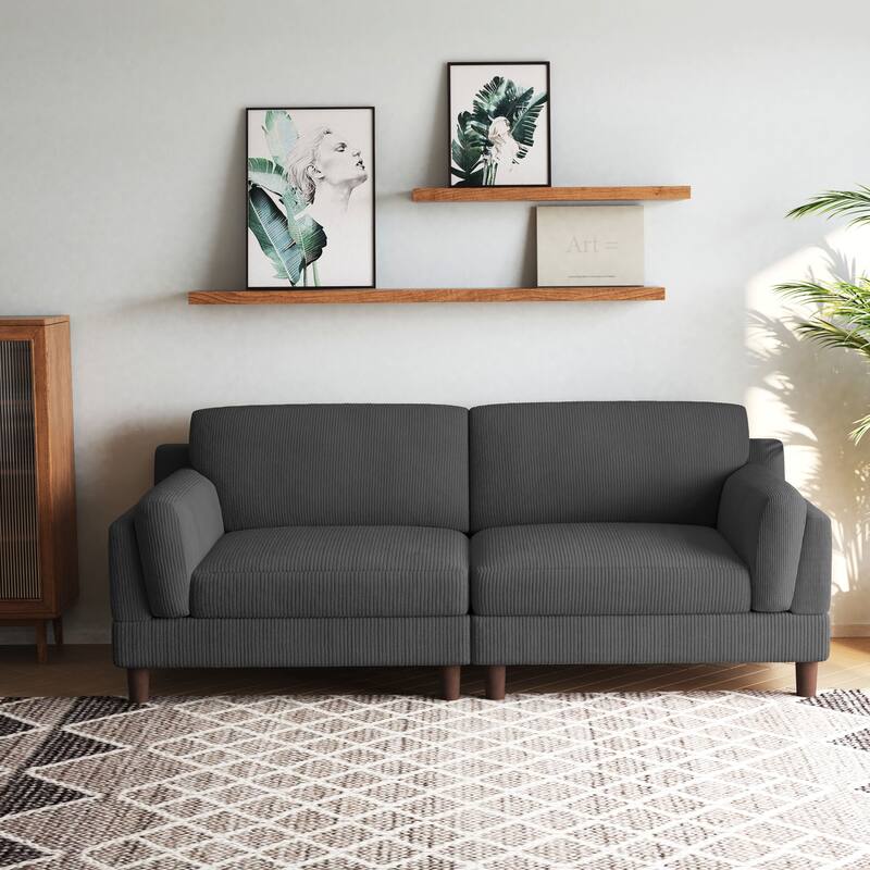 Modern 90" inch Sofa Comfy Corduroy Deep Seats Sofa