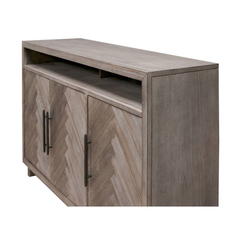 60" TV Console, Entertainment Stand, Wood Accent Cabinet, Fully Assembled, Gray - 60"W x 32"H x 16"D