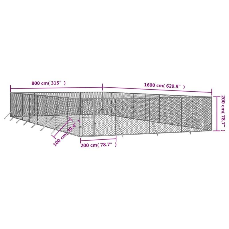 vidaXL Outdoor Dog Kennel Silver Multi-Size Galvanized Steel