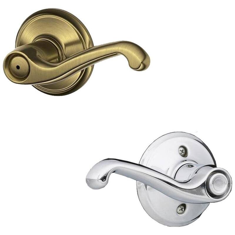 Schlage Flair Right Handed Privacy Door Lever Set - Split Finish Only - Antique Brass x Polished Chrome