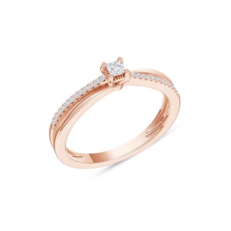 1/8ct TDW Diamond Split Shank Engagement Ring in 10K Rose Gold for Women